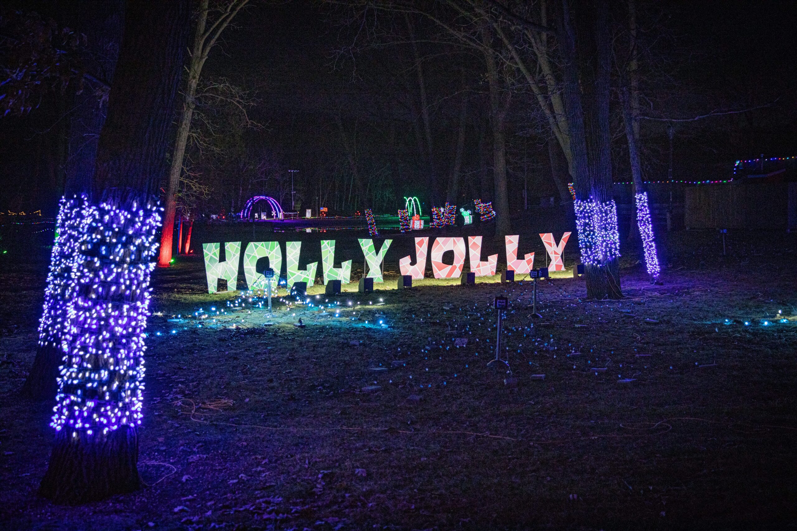 Lights that say Holly Jolly